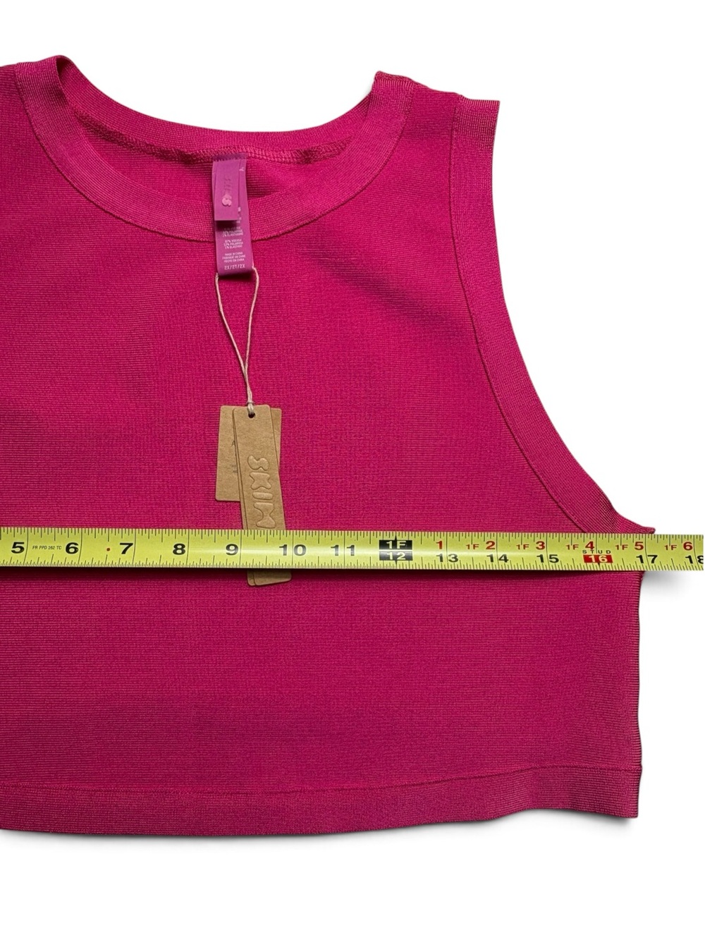 NWT SKIMS Knit Swim High Neck Crop Top Magenta Pink 2X - Picture 3 of 10